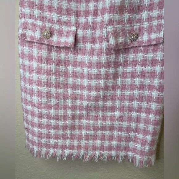 Bepop tweed pink and white stripe dress short sleeve size S - Picture 4 of 8